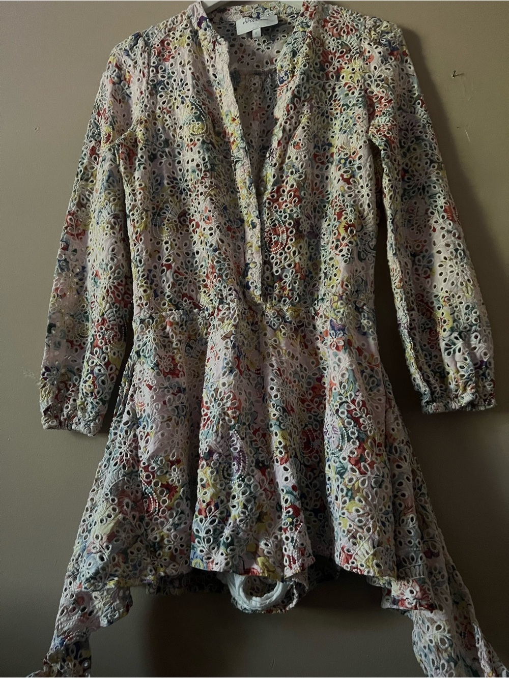 Mare mare Anthropologie Eyelet Lace Floral Romper Dress Multicolor large